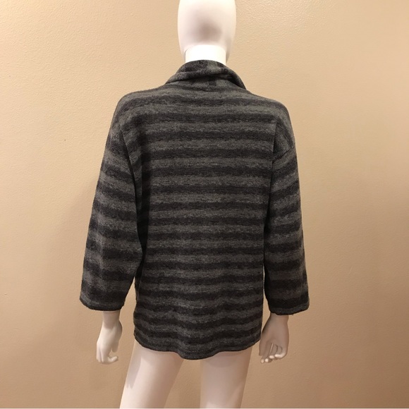 Jones New York Cowl Neck Sweater Womens Large Grey Stripe Acrylic Wool Blend - Picture 3 of 9